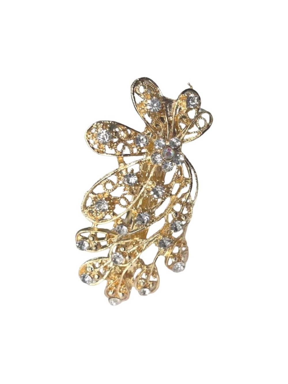 Gold Crystal Floral Hair Clip - Women Accessories FINAL PRICE DROP